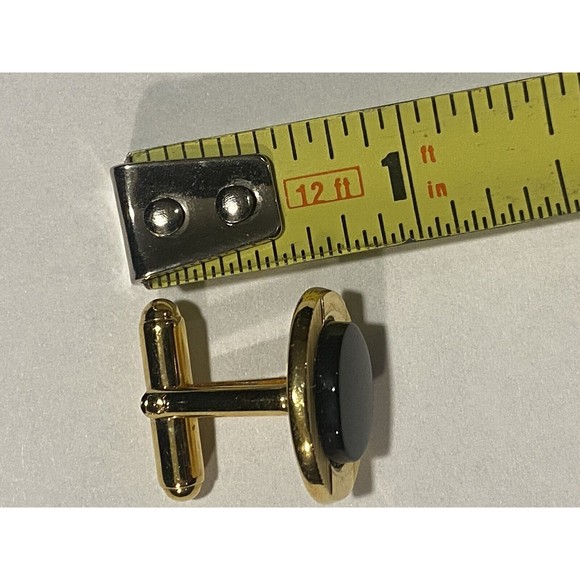 Vintage faux black onyx and gold cufflinks - Picture 7 of 7